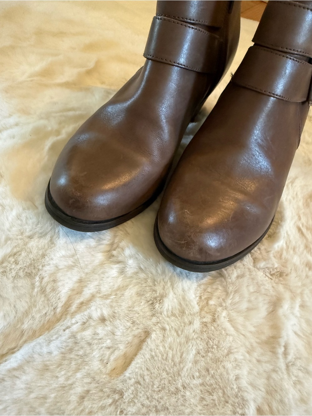 Clarks Brown Leather Buckle Ankle Booties - Picture 3 of 6